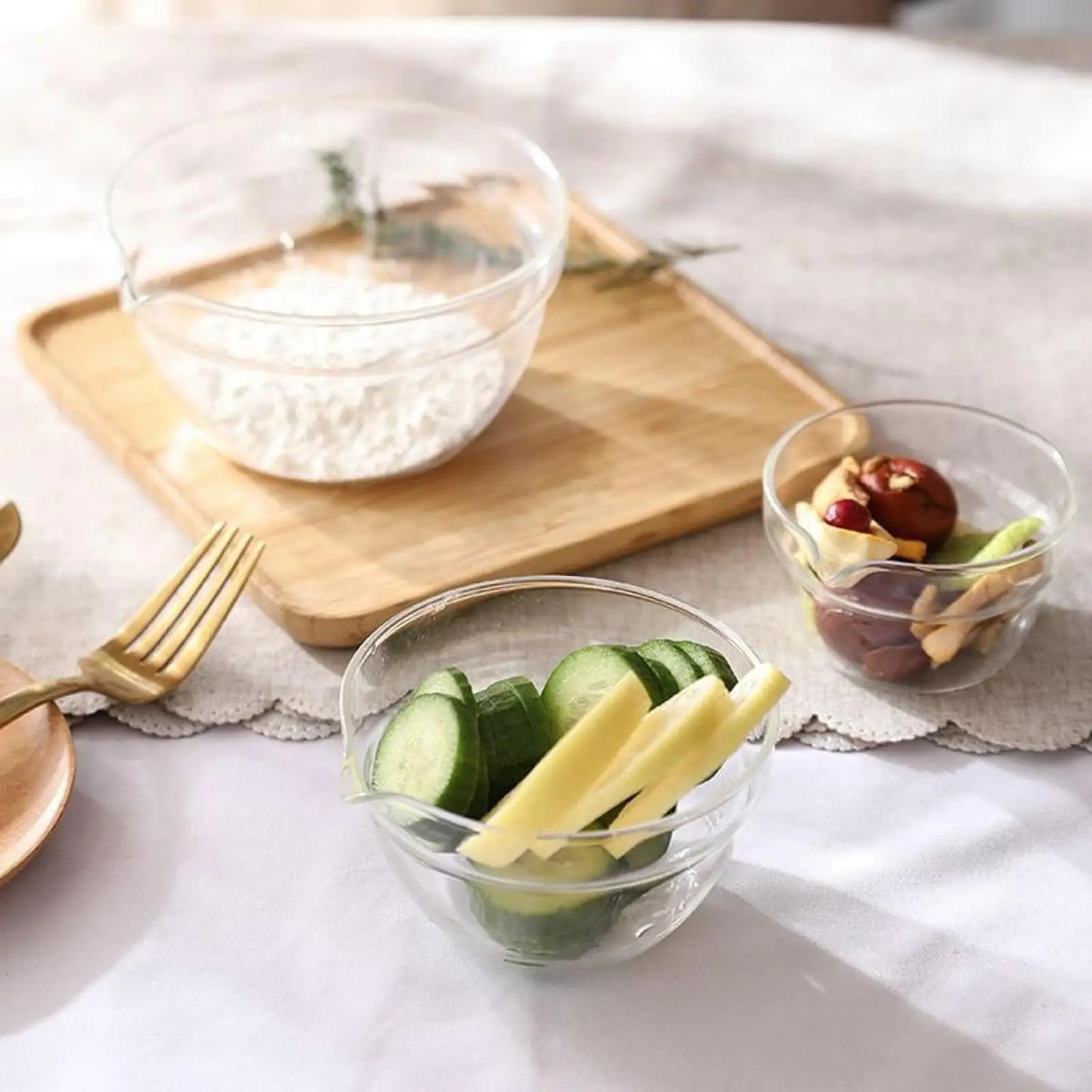 Borosilize -Glas -Teecische with Pouring, Traditional Glass -Matcha -bowl