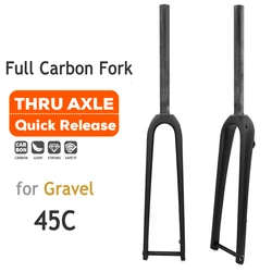 No Logo Gravel Carbon Bike Fork Road Bike Fork 100mm Max 45C 1-1/8