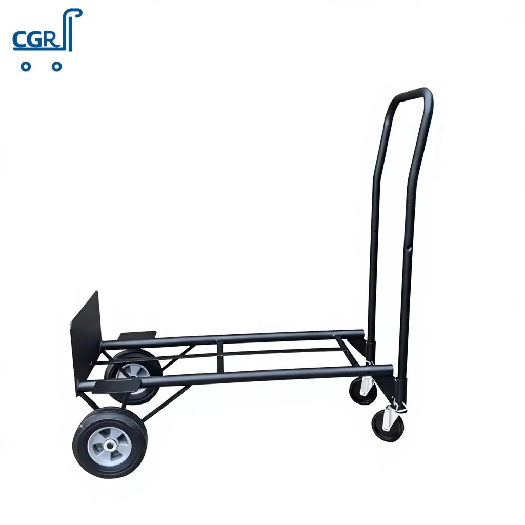 

Hot Selling Heavy Duty Hand Truck Two Types Convertible Trolley With 8 In Solid Rubber Wheel For Warehouse Transport