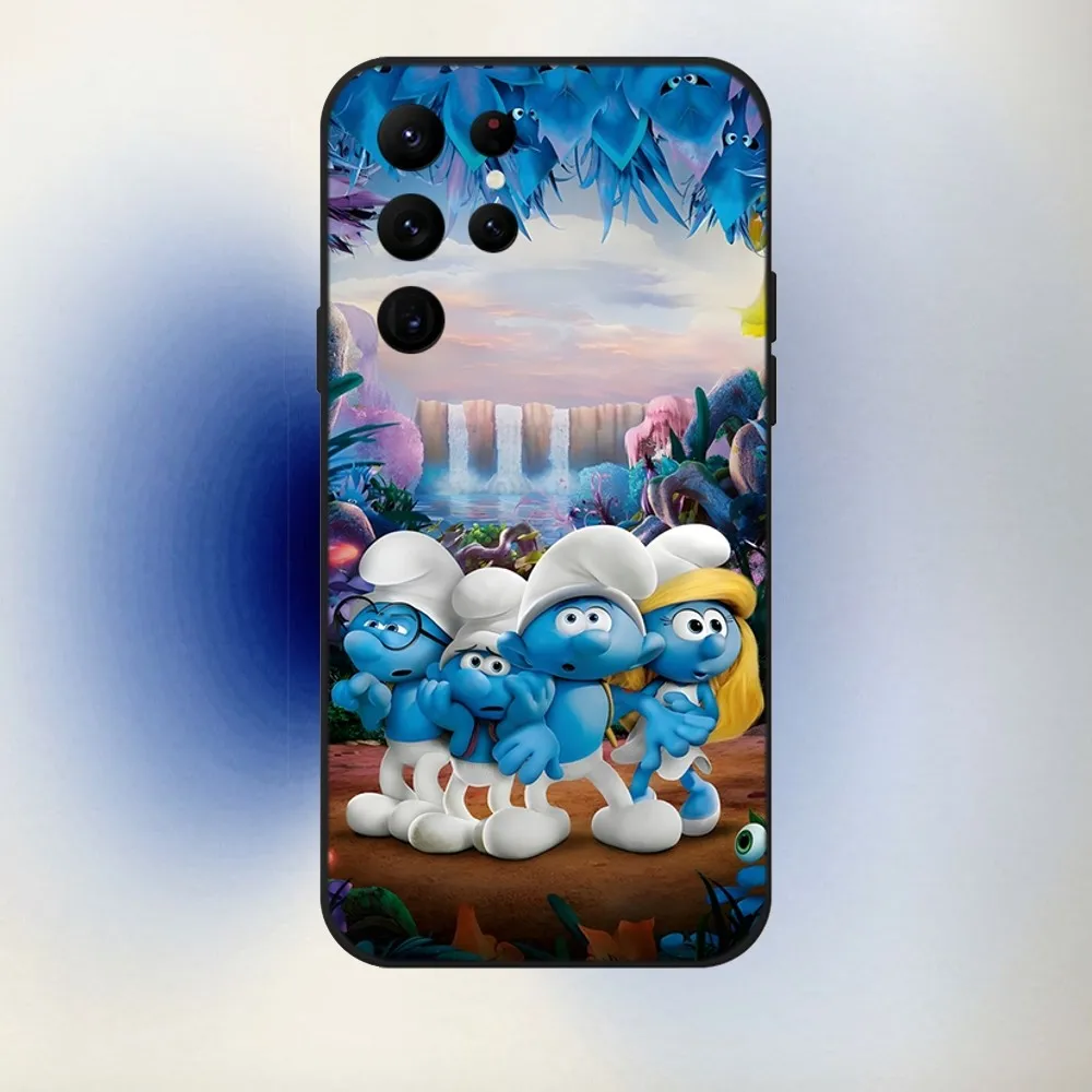 Cartoon The S-Smurfs Phone Case For Samsung S24,23,22,30,21,10,9,Ultra,Plus,Lite,FE,5G Black Soft Case