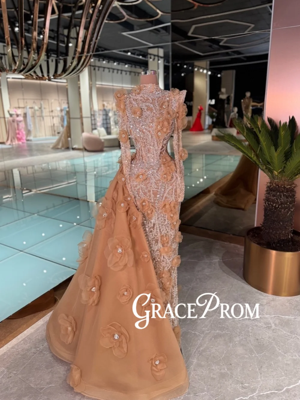 

Потрясающее вечернее платье с 3D цветочным декором и бисером, с боковым шлейфом, роскошное свадебное/праздничное платье с кристаллами, индивидуальный пошив, шикарное длинное платье для красной дорожки