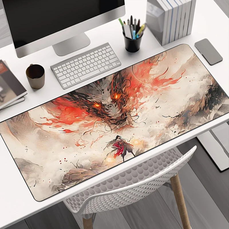 Legal monstros chinês japonês dragão tigre mouse pad gaming mousepad xxl teclado antiderrapante escritório tapete portátil ratos almofada