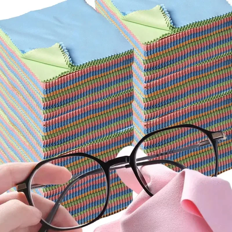 Portable 13cm Glasses Microfiber Cleaning Cloth Soft Color Used for Phone Screens Jewelry Camera Sunglasses Cleaning Cloth Tool