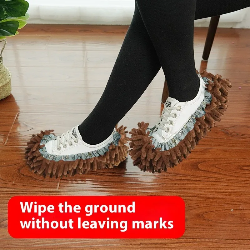怠惰なモップスリッパ シェニール クリーニングシューズ 洗えるフロアスクラバー 屋内 滑り止め 吸収性 静かな足のダスティングクロス ホーム 面白い