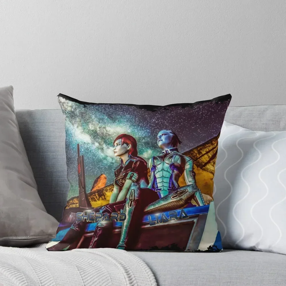 

Mass Effect - Shepard & Liara Throw Pillow Pillowcases Cushion Covers Sofa Cushions Cover Pillowcases For Pillows pillow