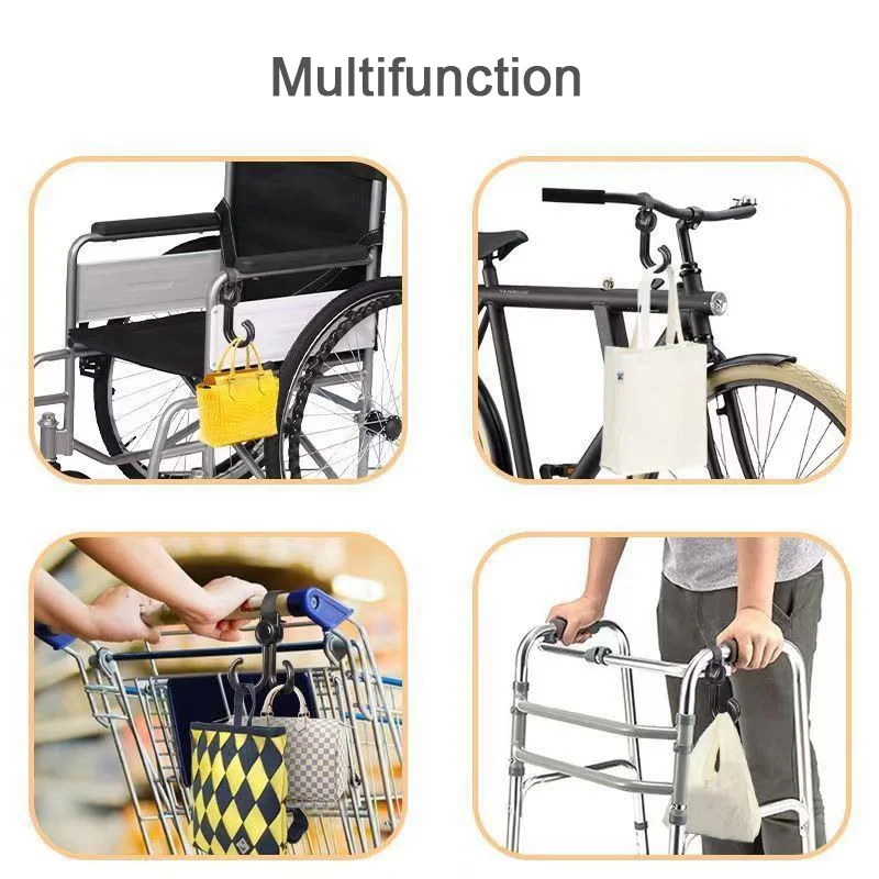 Multifunctional Portable Hook General Hook For Handlebar Baby Stroller Hanger Magic Tape Double Hook Cart Hanging Bag Hook