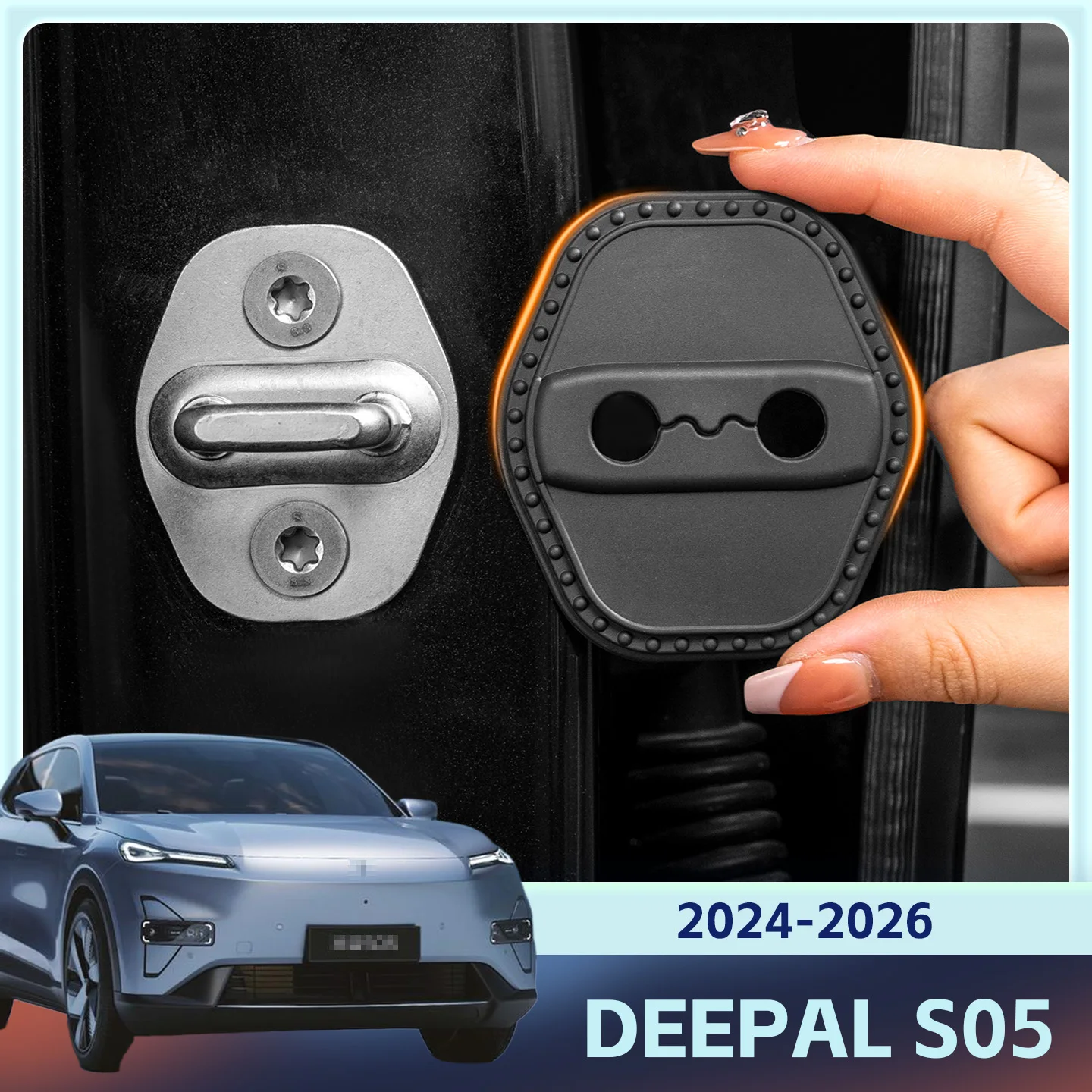 2/4 Uds cubierta de silicona para cerradura de puerta de coche funda protectora decorativa para Changan DEEPAL S05 2024 2025 2026