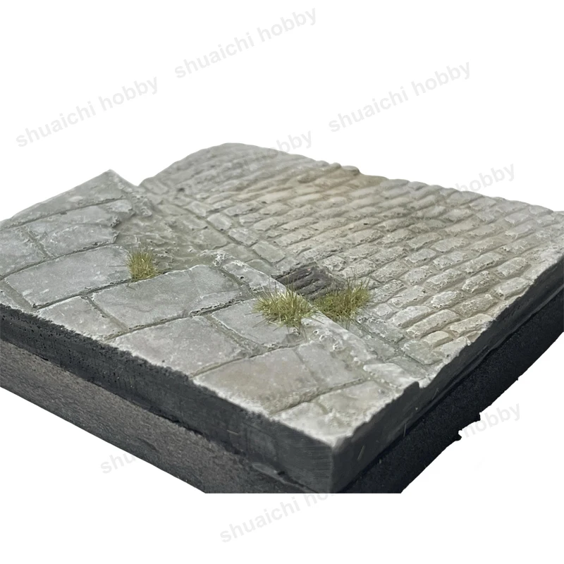 Modelo Base de escena de tierra de calle Diorama, escala 1/35, 8x8cm, mesa de arena pequeña, plataforma, escena de simulación, accesorio de disparo, 1 Uds.