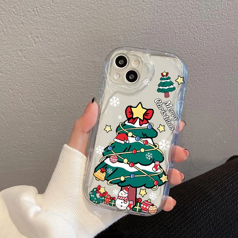 

Cartoon Christmas Tree Pattern Phone Case For Xiaomi Redmi 14C 13 12 12C 13C Note 14 Pro Plus 5G 12S 11S 11 10 Shockproof Cover