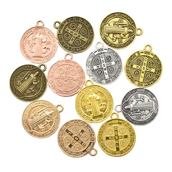 10pcs 6 Color 20*23mm St Benedict Medals Charms Alloy Metal Saint Benedict Protection From Evil Pendants For DIY Women Men Jewel