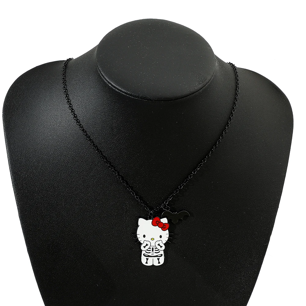 Kawaii Sanrio Hello Kitty Cartoon Necklace Creative Halloween Style Neck Chain For Party Dress Up