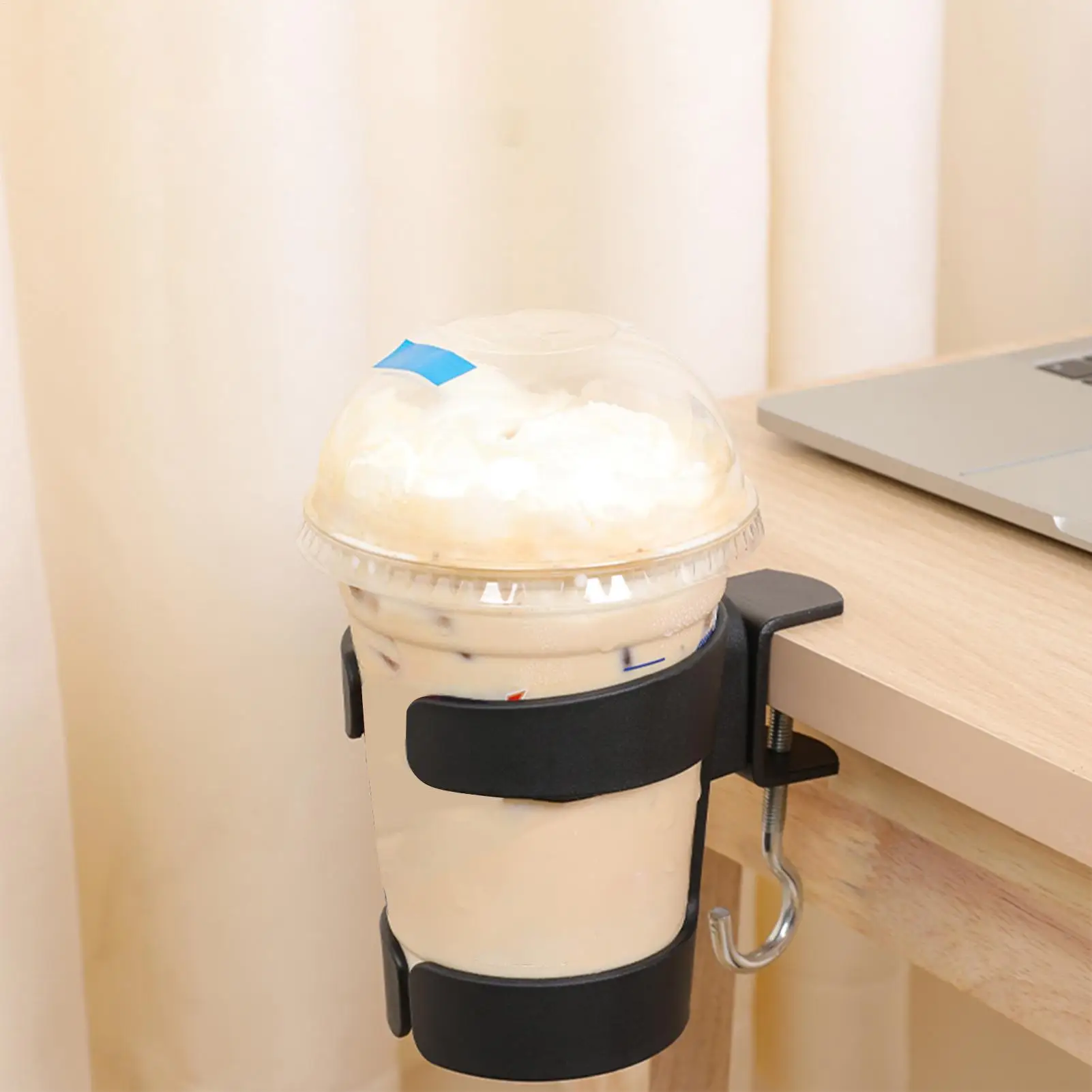 

Table Cup Holder Desk Drink Holder Bottle Tray Design Space-Saving Stand For Kitchen Car Bed Work Wheelchair Teacher Home Cafe