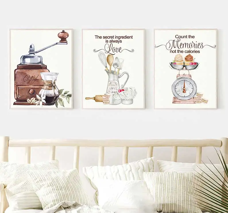 لوحة قماش ناعمة للقهوة المثلجة تحب المطبخ ، صحف الحائط الاسكندنافية والطباعة ، صور لتزيين القهوة #3