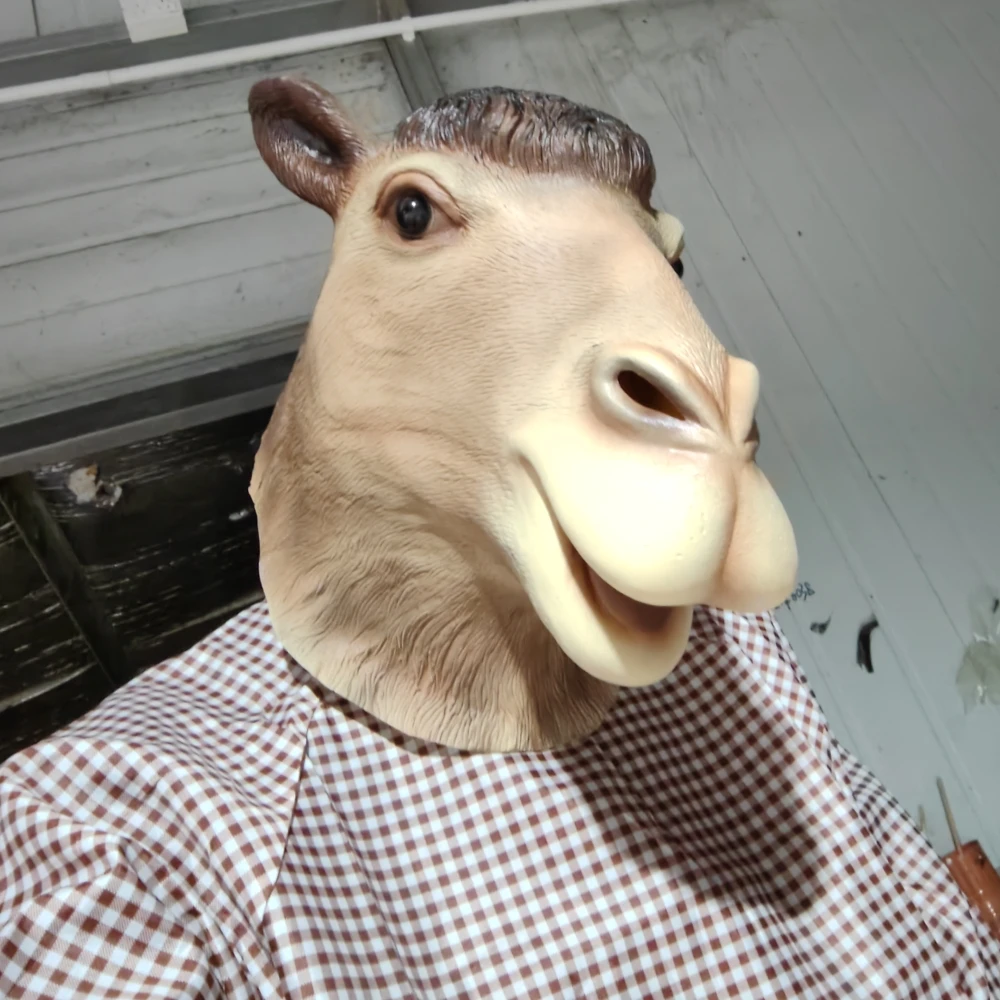 الجمل اللاتكس قناع مضحك الحيوان القبعات عيد الميلاد كرنفال حفلة الجدة الحيوان كامل رئيس قناع هالوين تأثيري غطاء رأس