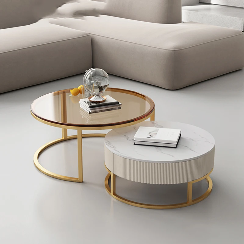 

Wall Dining Mobile Side Table Center Round Storage Luxury Minimalist Floor Table Unique Mesa De Centro Furniture Living Room HDH