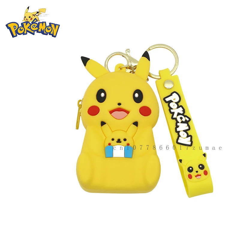 Pokemon anime pikachu pequeno armazenamento de silicone adorável moda chaveiro bolsa mensageiro figuras dos desenhos animados modelo brinquedos crianças presente