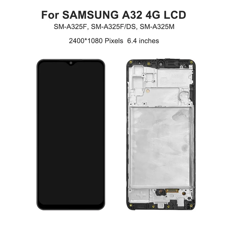 AMOLED For Samsung Galaxy A32 SM-A325F LCD Display Touch Digitizer Assembly with Frame Screen Repair A325F/DS