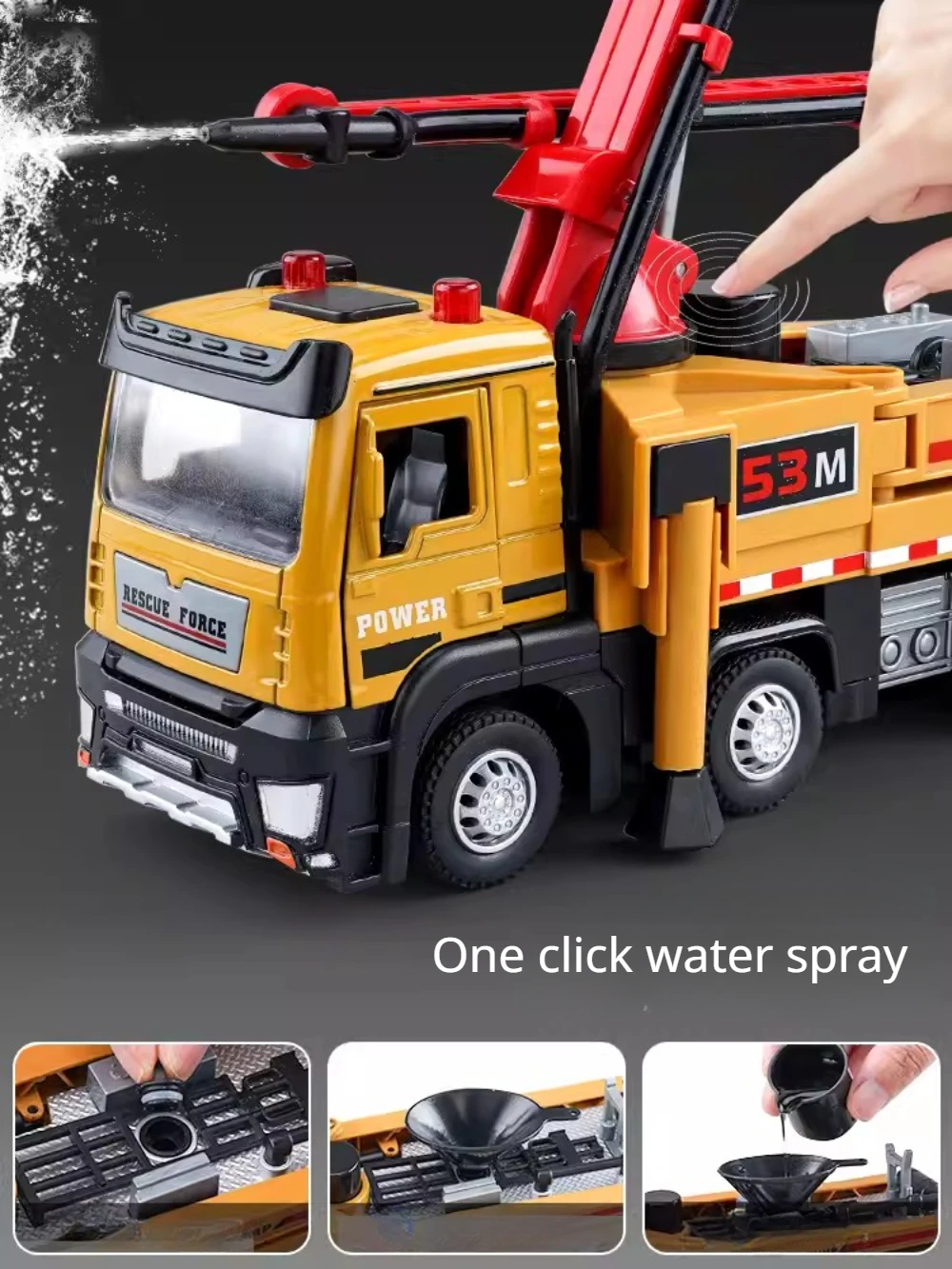 1/32 Cement Concrete Pump Truck Toy Model Car Alloy Engineering Vehicle Models with Sound Light Doors Opened Collection Kid Gift