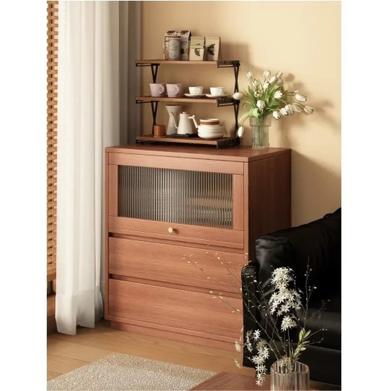 Side Cabinet for Living Room Next to Sofa Tea Bar Storage Cabinet Floor to Wall Integrated Low Cabinet Kitchen Pantry