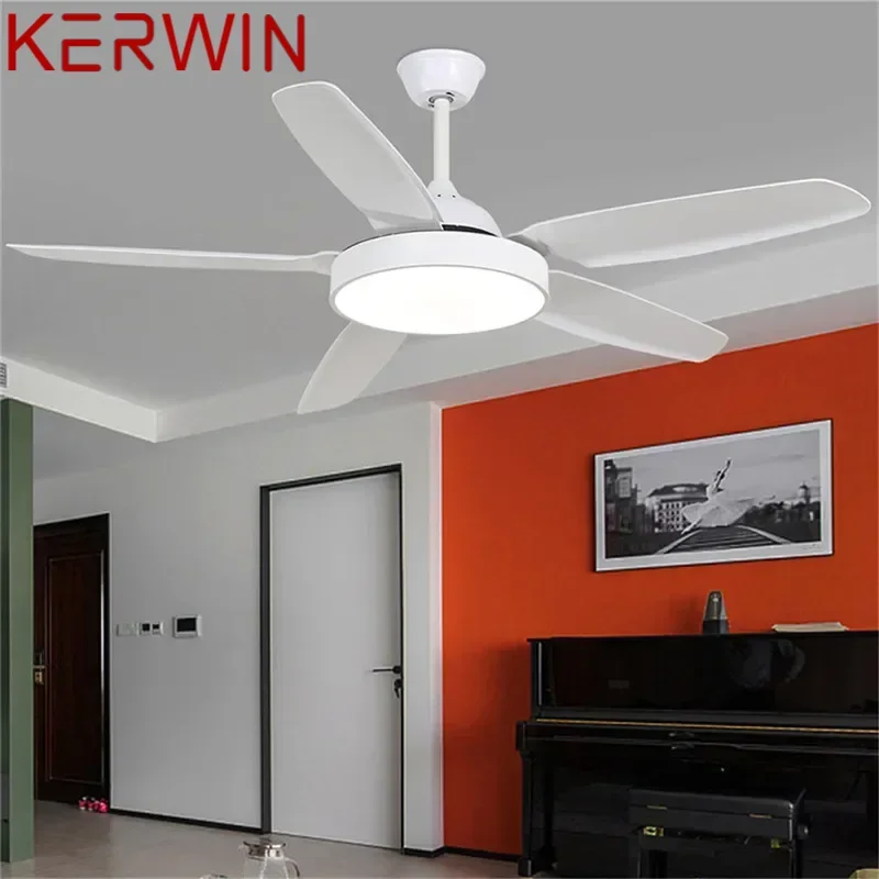 KERWIN Modern Fan Light Luxury Living Room Restaurant Bedroom Study LED Ceiling Fan Light Remote Electric Fan Light