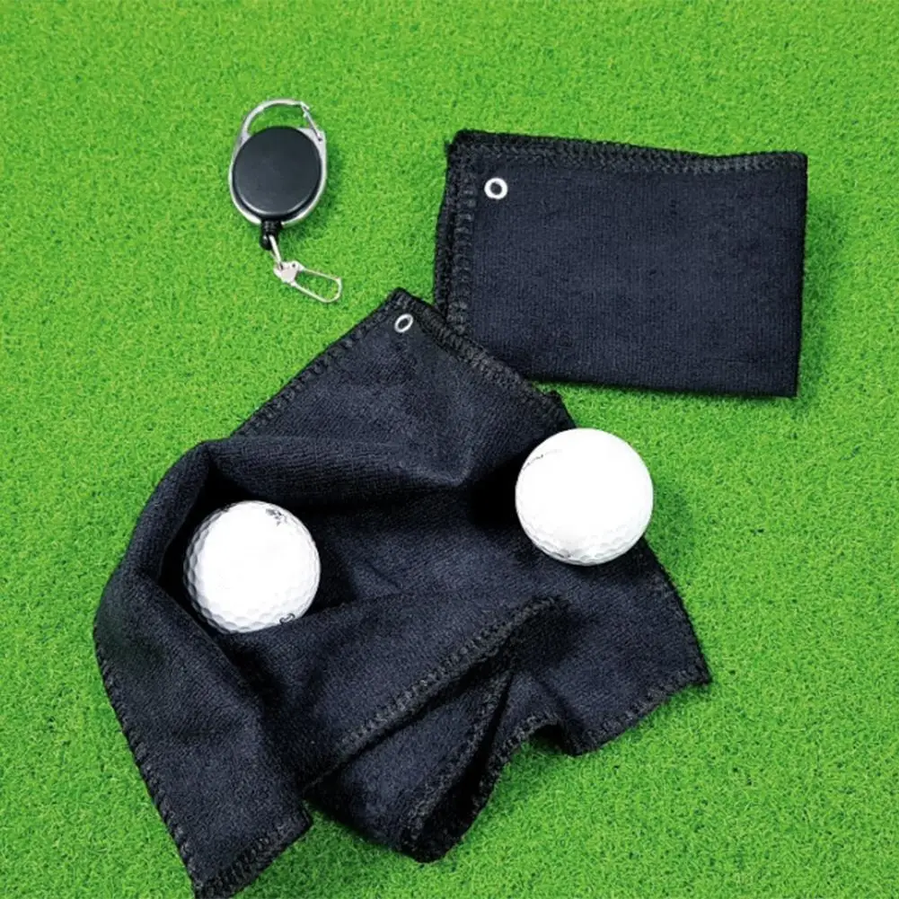 Square Golf Ball Cleaning Towel With Retractable Keychain Golf Tool Buckle Portable Accessories Golf Cleaning Cotton Balls Q9T3