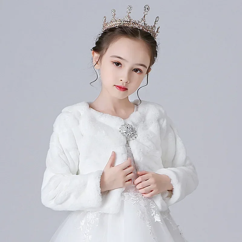 Thickened Woolen Shawl Girl's Coat Windproof Warm Dress Shawl Baby Cape Children's Autumn Winter Outings