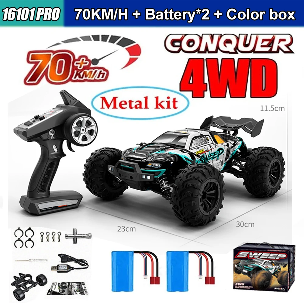 WLtoys 16101PRO 16102PRO 4WD RC Auto 70 KM/H hoge snelheid Borstelloze Motor RC Monster Truck Metalen aandrijflijn IPX4 ESC all-terrain off-road Afstandsbestuurde Auto Professionele Raceauto speelgoed