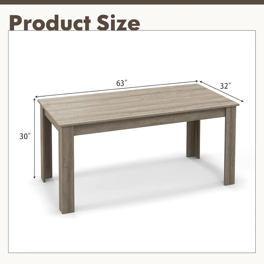 Modern Kitchen Table with L-Shaped Legs, Large Wooden Rectangular Dinner Table for Dining Room, Living Room