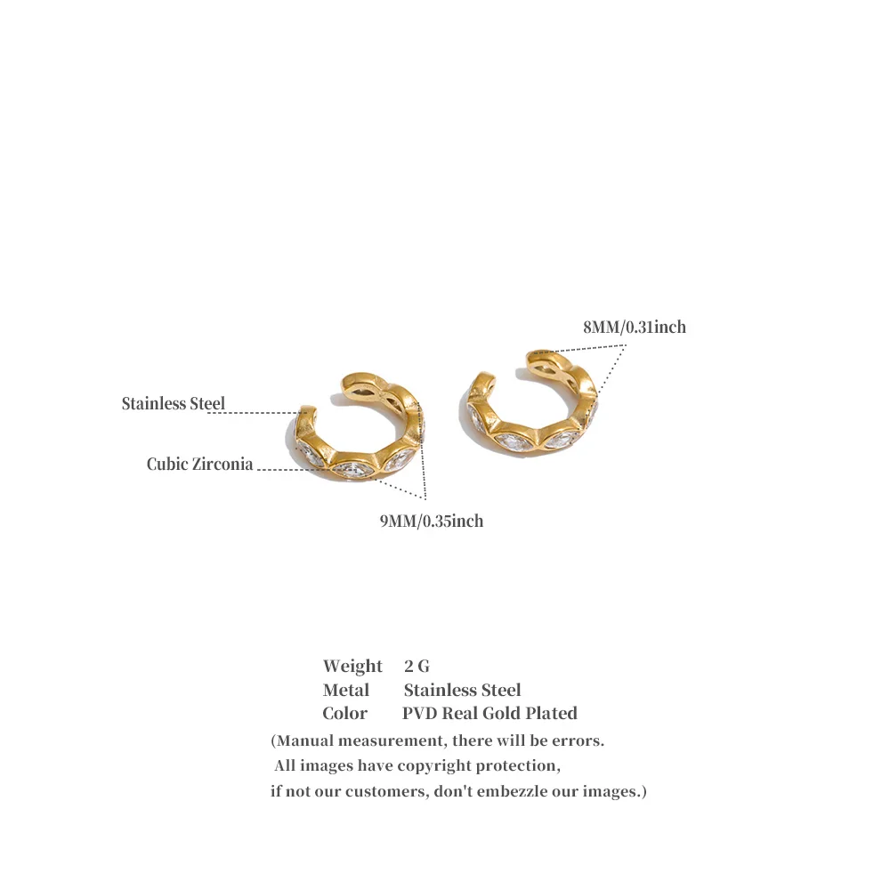 Yhpup 1 Stück Edelstahl-Ohrklemme Ohrringe Ohne Piercing Kubisches Zirkonia CZ Ohrknochen Zarte Alltagsschmuckstücke – Detail 1