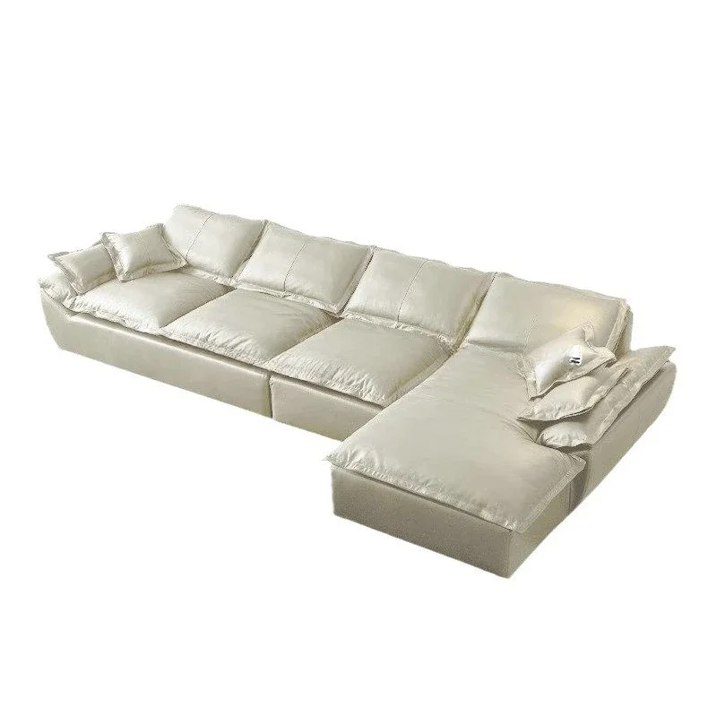 

Italian style large flat floor large apartment first layer cowhide all genuine leather sailing sofa