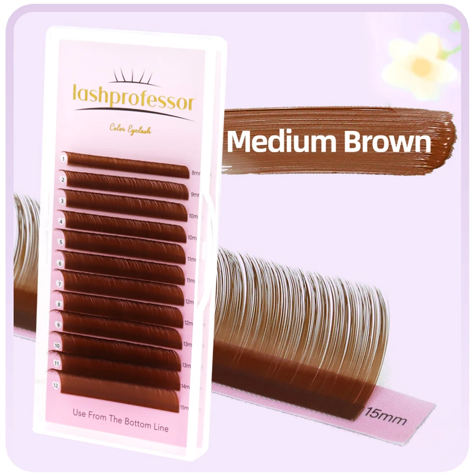 وصلات رموش بنية داكنة ، رموش فردية للمكياج ، لون المنك الاصطناعي الطبيعي الناعم ، رموش عيون كورية ، جودة عالية