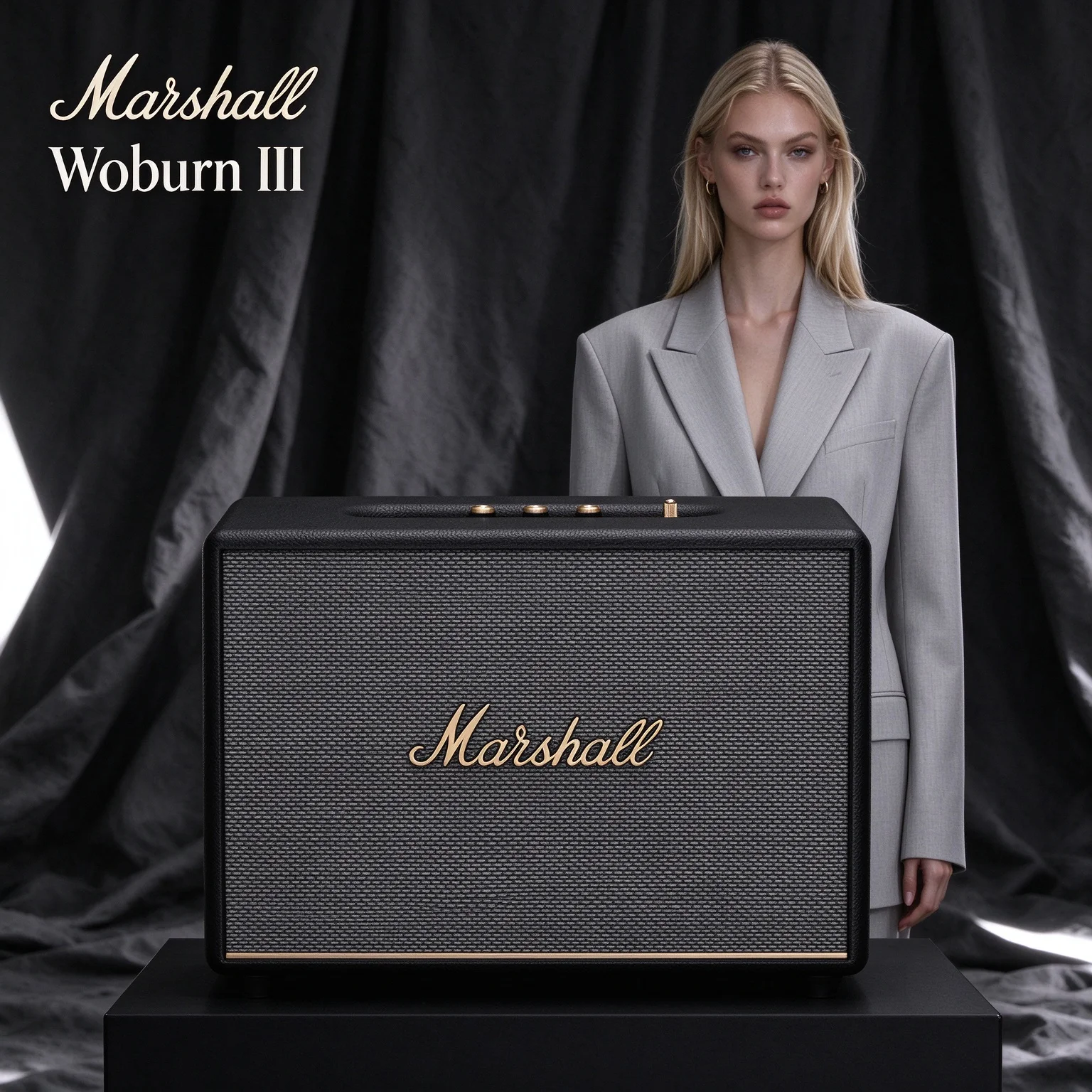 Marshall Woburn III Indoor Stereo Loudspeaker, Three-Way Driver System, Bluetooth 5.2, Dynamic Loudness & Multi Audio Inputs