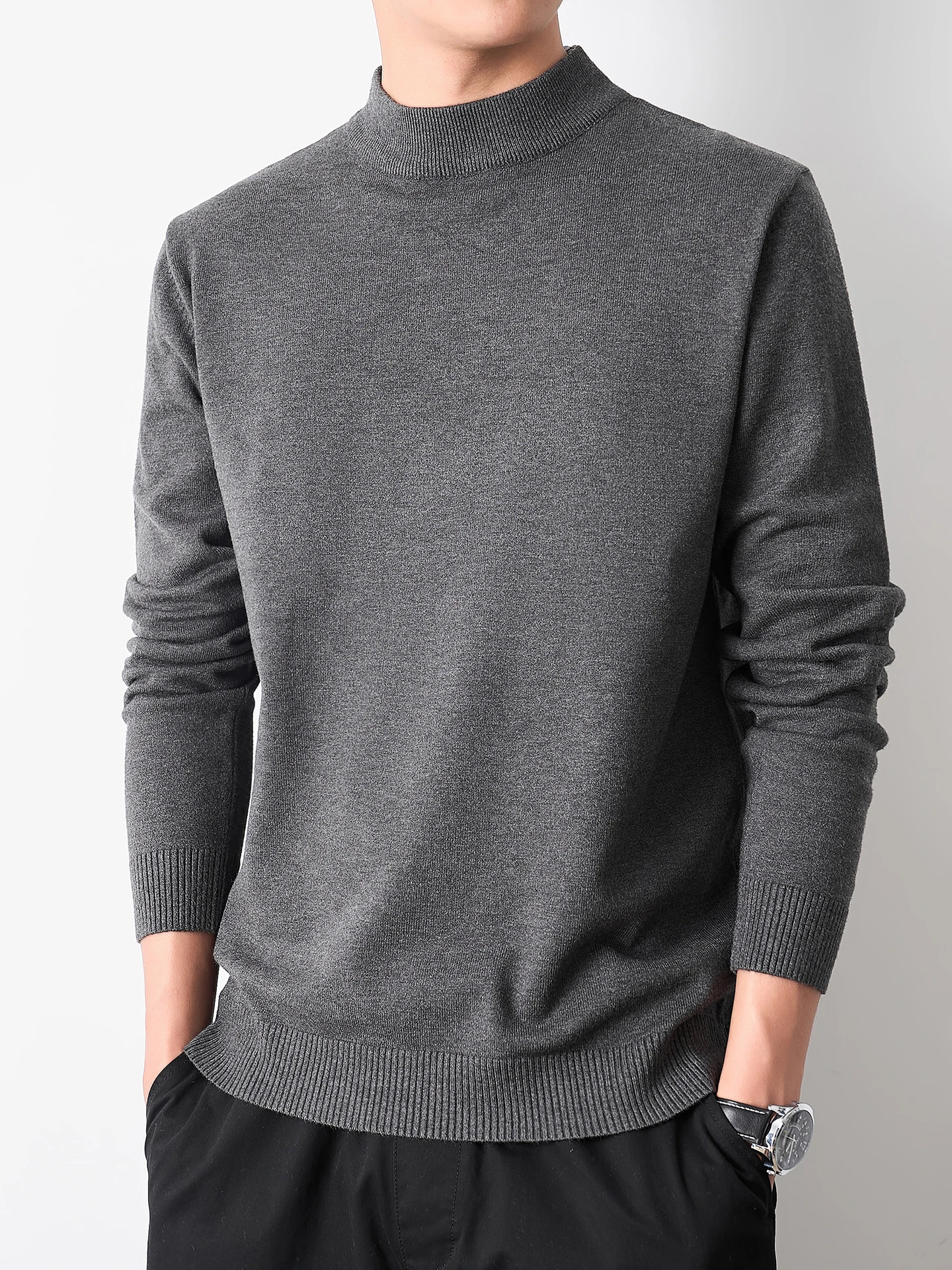 

Мужской вязаный свитер средней длины на подкладке Fce, повседневная внутренняя одежда, зимний теплый дышащий длинный топ из смеси полиэстера