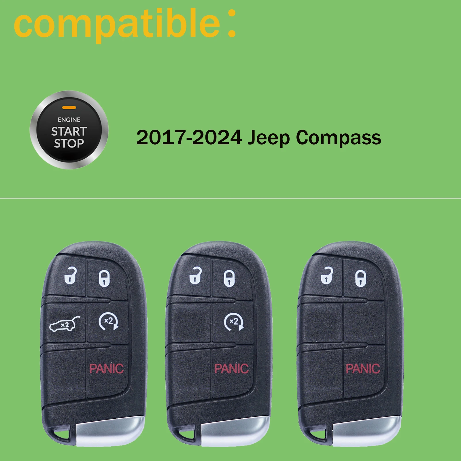 433Mhz 4A Chip Remote Car Key For 2017 2018 2019 2020 2021 2022 2023 2024 Jeep Compass Smart Keyless Entry key fob M3N-40821302