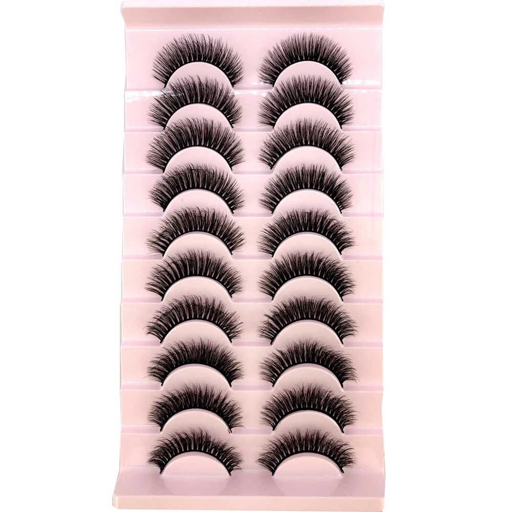 Neue 10 Paar 3D Faux Nerz Haar Falsche Wimpern Natürliche Unordentliche Wimpern Kreuzmuster Wispy Flauschige Wimpern Verlängerung Augen Make-Up-Tools – Detail 1