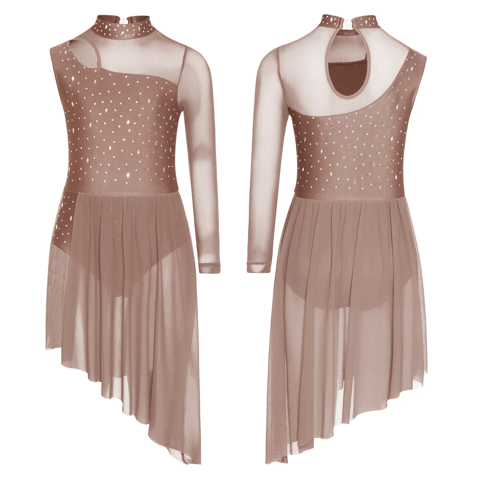 

Детские платья для фигурного катания для девочек, трико для художественных танцев, гимнастики, платье-пачка, прозрачное сетчатое трико, платье для лирической танцевальной одежды