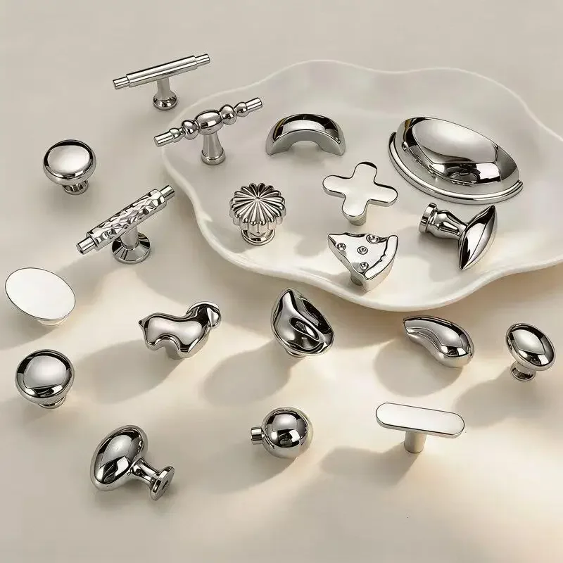 Children's Room Wardrobe Drawer Handle Titanium Silver Pull Handle Creative Cabinet Cupboard Knobs Furniture Single-Hole Handle