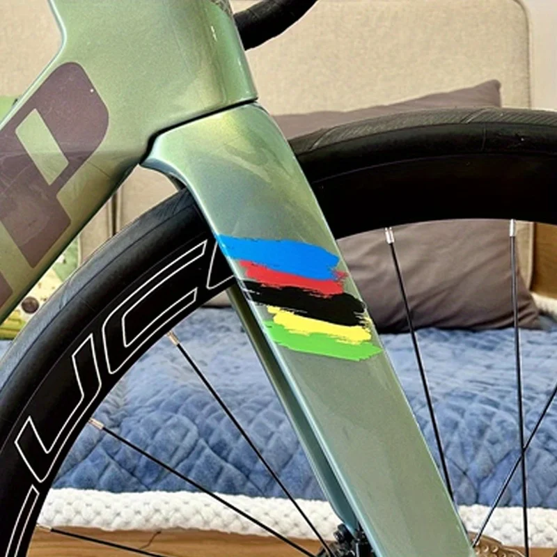 2 Stück personalisierte, kreative Regenbogen-Graffiti-Fahrradaufkleber, geeignet für Rennräder, Mountainbikes, Fahrradrahmen – Detail 6