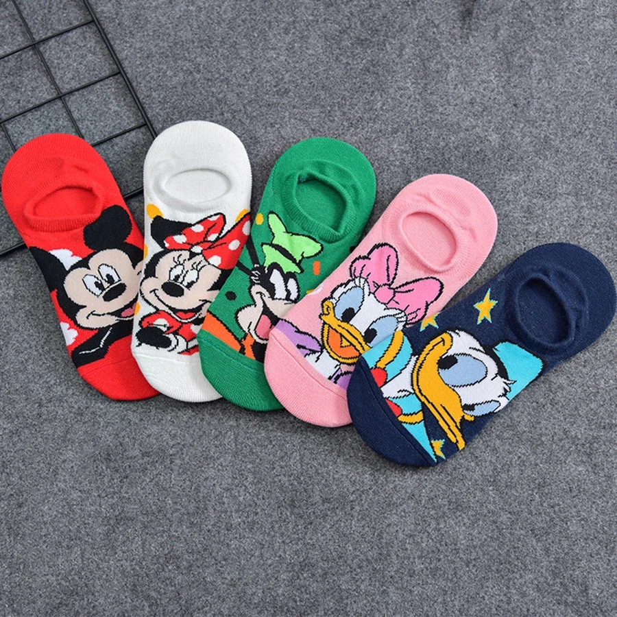 MINISO Disney-Calcetines cortos invisibles para hombre y mujer, medias divertidas de dibujos animados, estilo Hip Hop, 10 pares