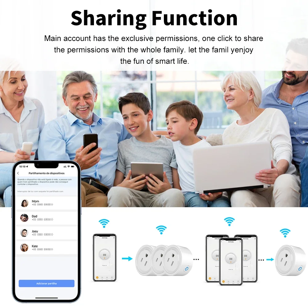 Tuya Smart Plug WiFi Socket 20A with Power Monitoring US Canada Mexico Peru Japan Timing Voice Control Support Alexa Google Home