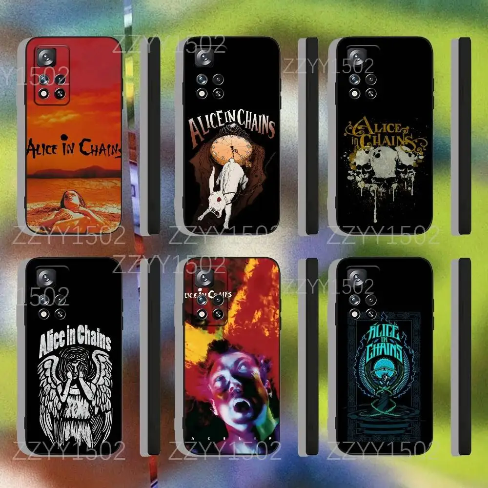 

Band A-Alice in Chains Phone Case For Samsung S25,S24,Ultra,S20,S30,Plus,S22,S23,Ultra,Plus,5G Black Silicone Soft