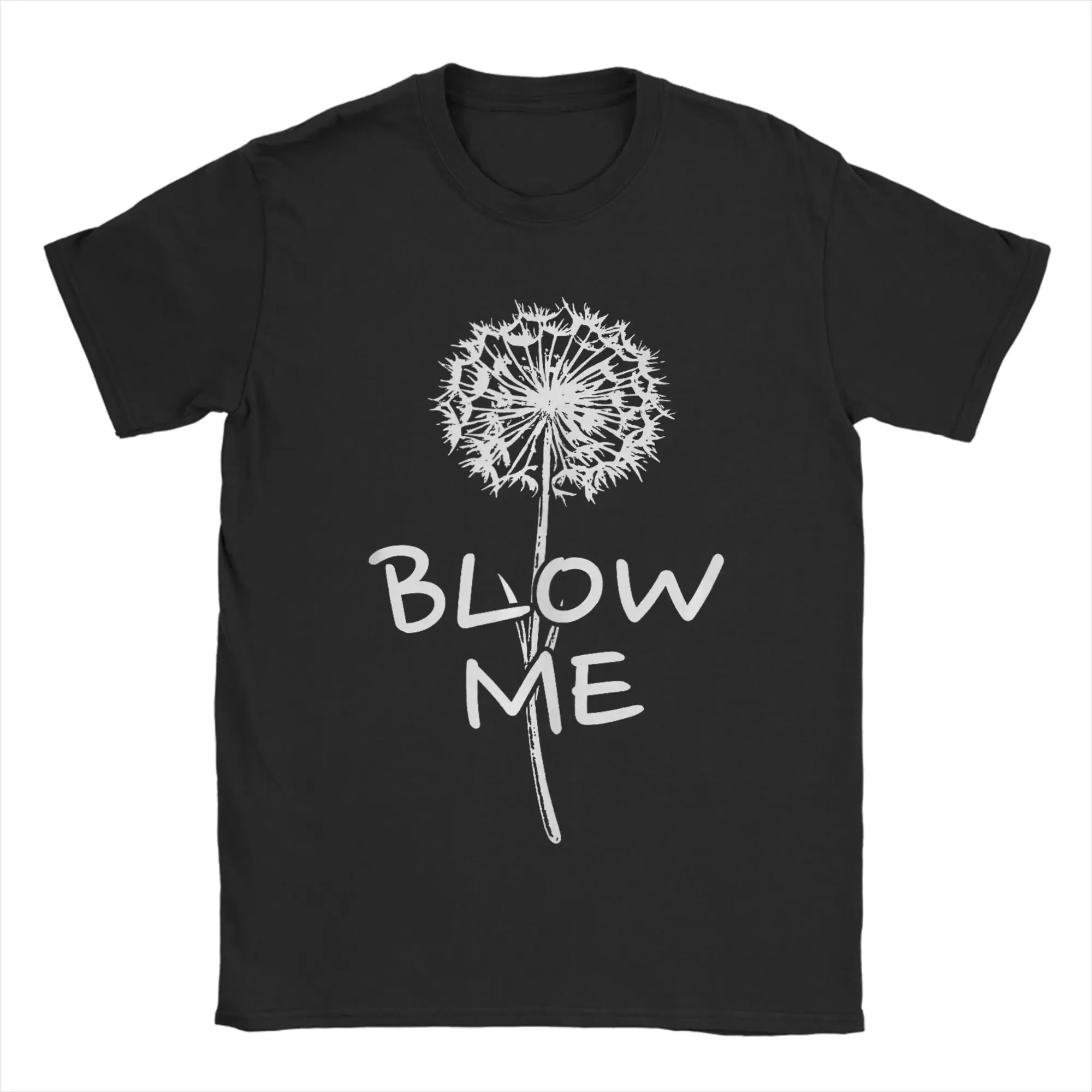 Retro Vintage Blow Me Funny Flower Dandelion T Shirts for Men Funny T-Shirts O Neck  Tee Shirt Short Sleeve Tops Gift
