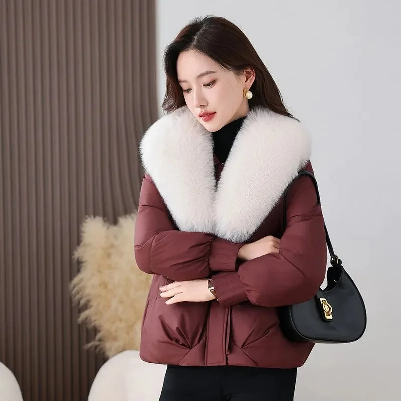 Women's Cotton Coat Parka New 2025 Fashion Big Collar Loose Down Cotton Jacket Winter Coat Short Cold Protection Warm Overcoat