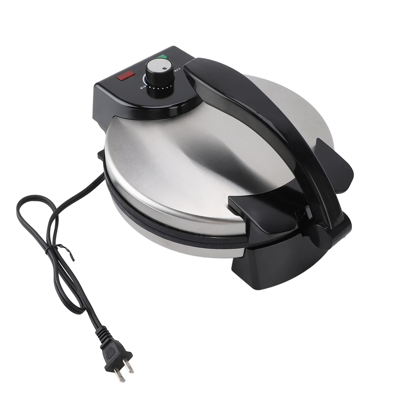 Electric Tortilla Maker 10in Knob Temperature Control Anti Stick Roti Maker Machine with Stainless Steel Cover