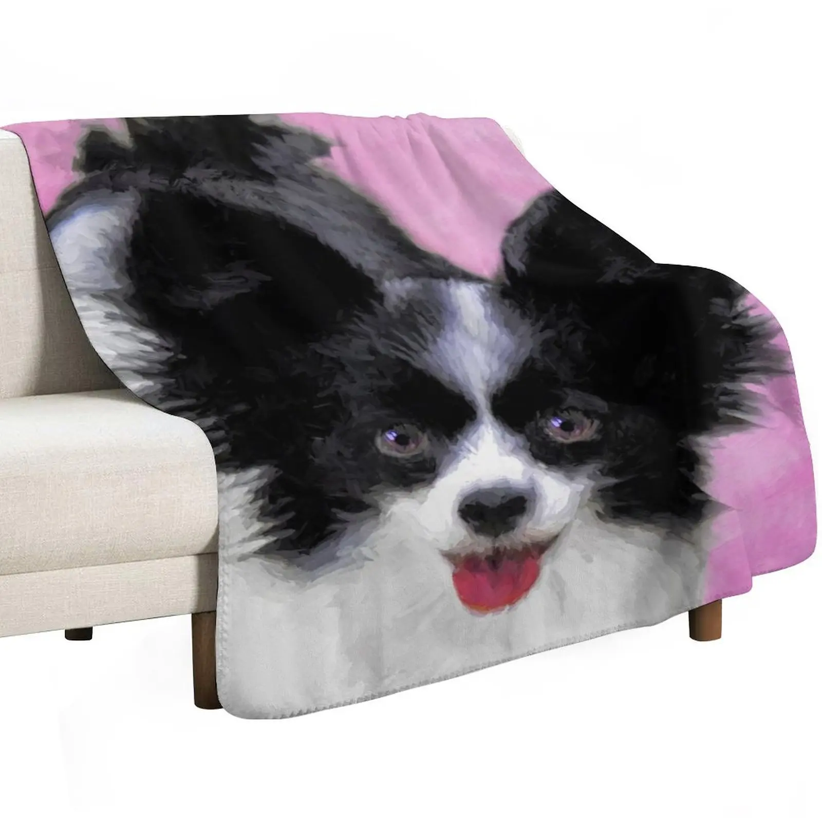 Papillon (White and Black) Throw Blanket Bed Fashionable Loose Luxury valentine gift ideas Furrys warm for winter Blankets