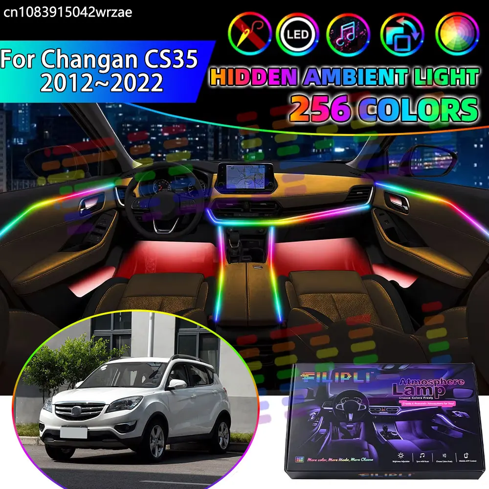 For Changan CS35 2012~2022 Oshan COS5° 2016 RGB Car Interior Ambient Lights Strips Breathing Lighting Kit App Control LED strips