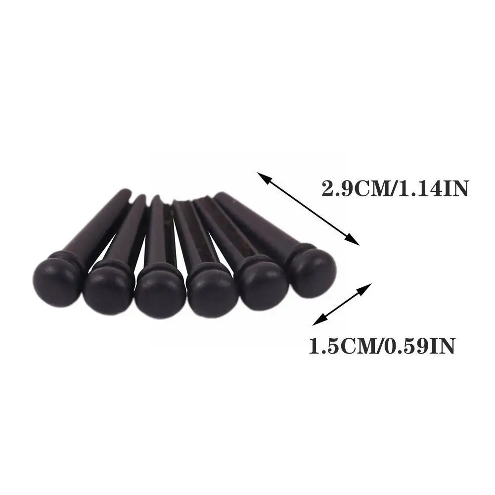 6pcs Ebony Guitar Stud Inlay Wood String Slotted Tail Nail Parts Guitar With Mark Bridge Pin Abalone Acoustic Dot D6q2