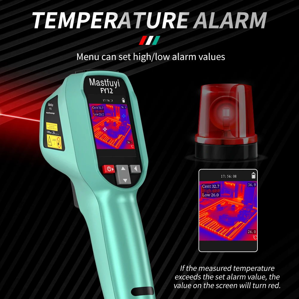 MASTFUYI caméra d'imagerie thermique haute définition 240 × 240px Vision nocturne infrarouge portable USB rechargeable usage industriel/maison