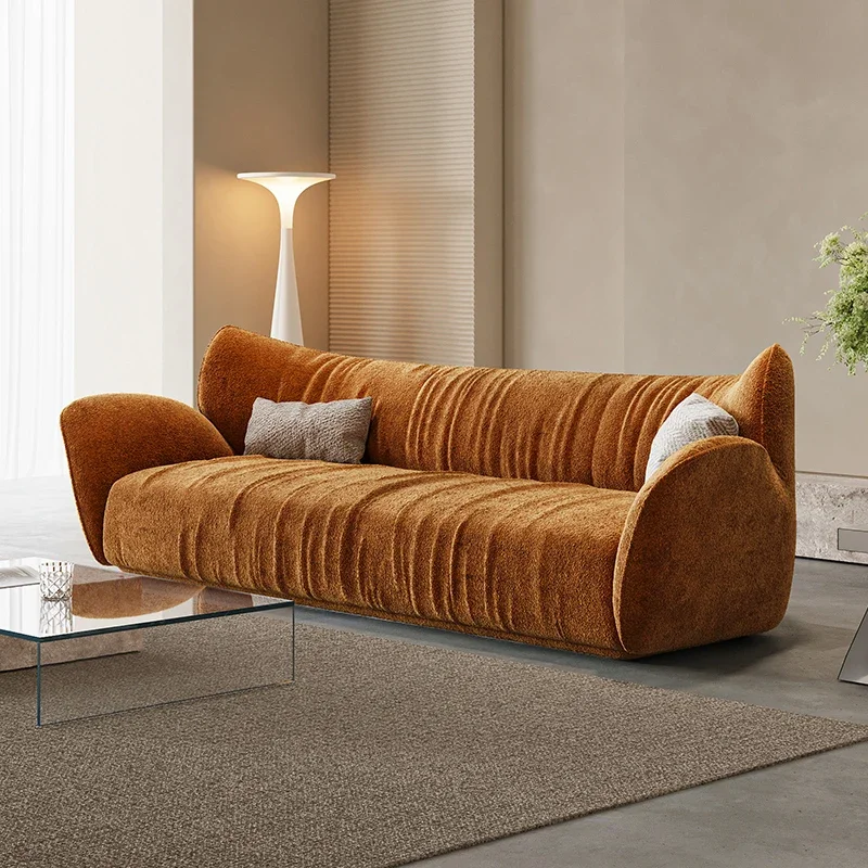 Italian light luxury fabric straight row leisure sofa