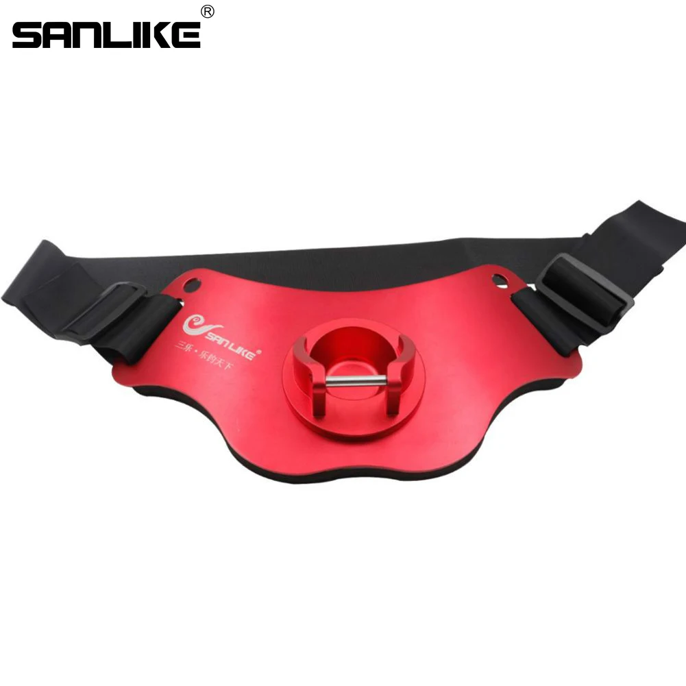 SANLIKE Fishing Fighting Belt Rod Holder Aluminum Adjustable Alloy Fishing Pole Waist Belt Tackle Saltwater Tool for Big Fish